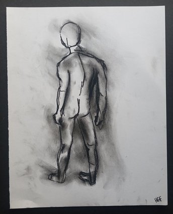 Male Nude Sketch Art, Original Charcoal Figure Drawing, Traditional Gesture Nude Wall Art